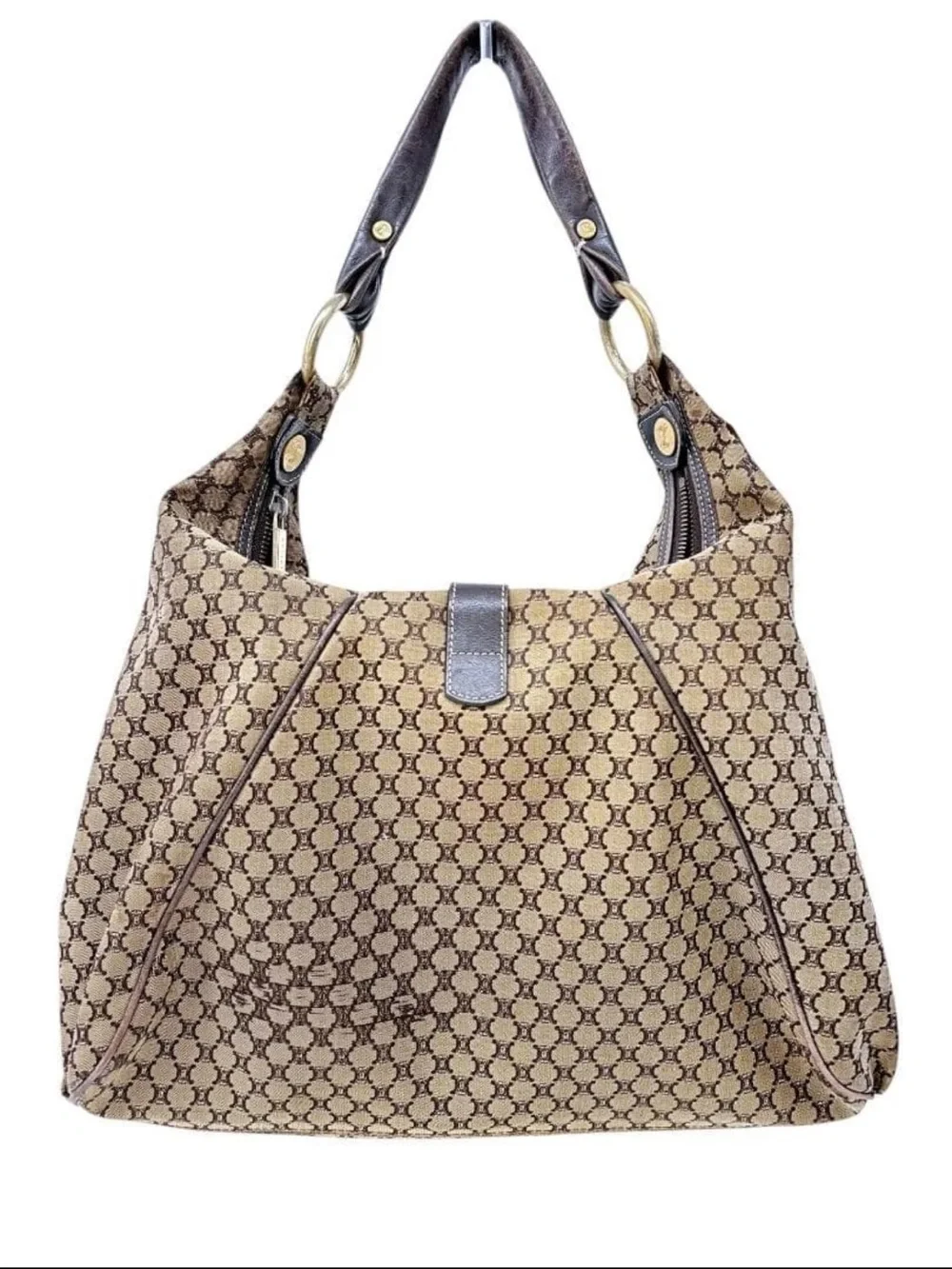 Celine Brown Monogram Shoulder Hobo Bag